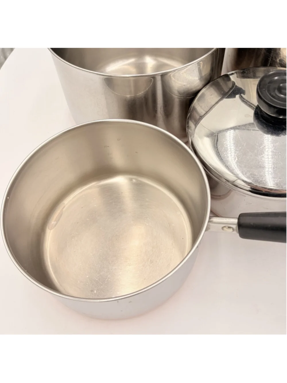 Vintage REVERE WARE Copper Bottom Cookware Set 8 Qt 6 Qt USA 5 Pots 3 Lids